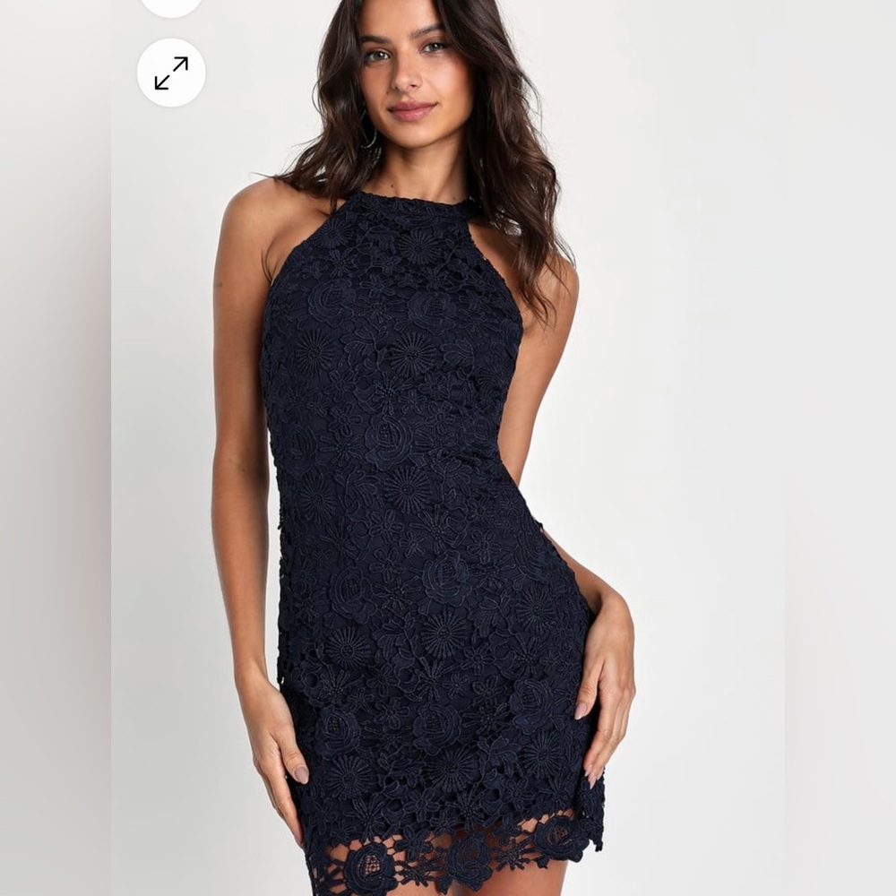 Lulus love poem navy blue lace dress, size XS